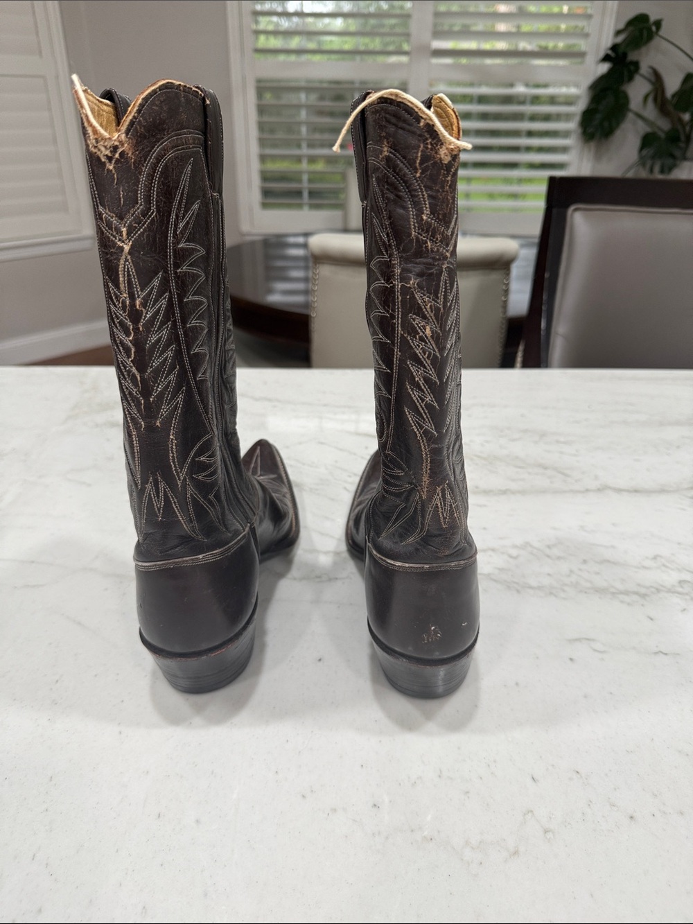 Women’s Dark Brown Leather Cowboy Boots - Picture 4 of 6